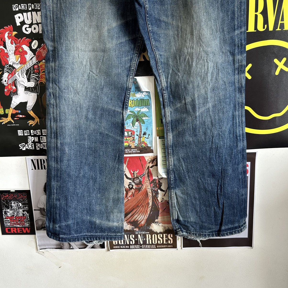 Vintage Vintage Rag Machine Blue Wash Distressed Denim Size US 34 / EU 50 - 4 Thumbnail
