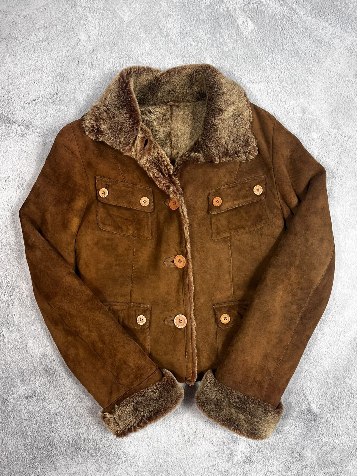 Other Vintage Y2K leather fur sheepskin coat jacket old money Size XS / US 0-2 / IT 36-38 - 2 Thumbnail