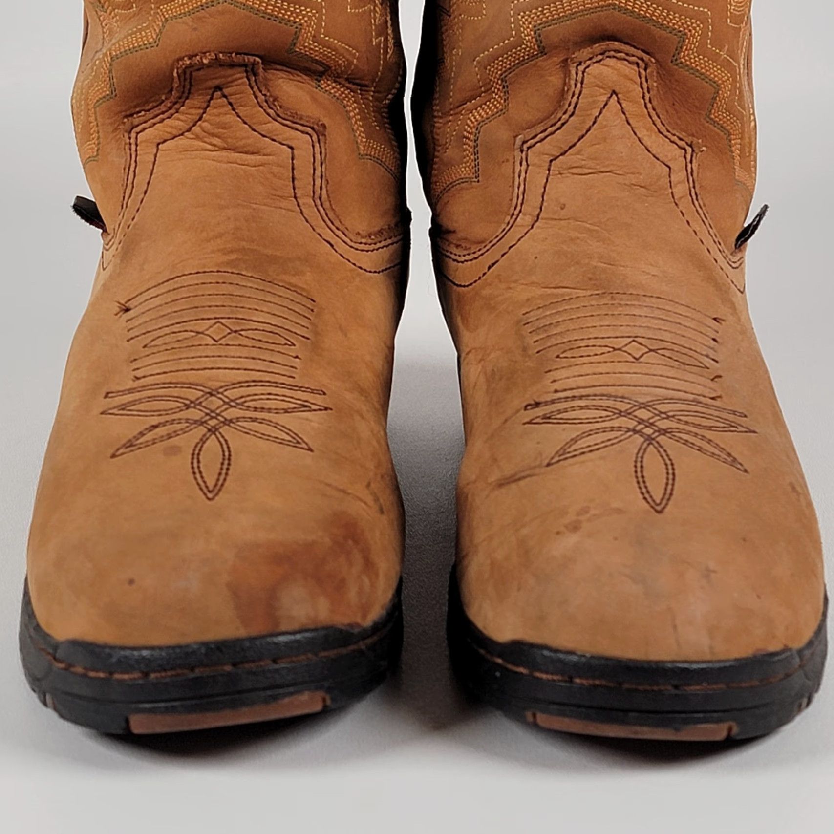 Justin Boots Justin Boots Western Boots L9017 Brown Leather Roper Women's 9 B Shaft Mid-Calf Pull On Block Heel Casual 3 Season Western Theme Size US 9 / IT 39 - 3 Thumbnail