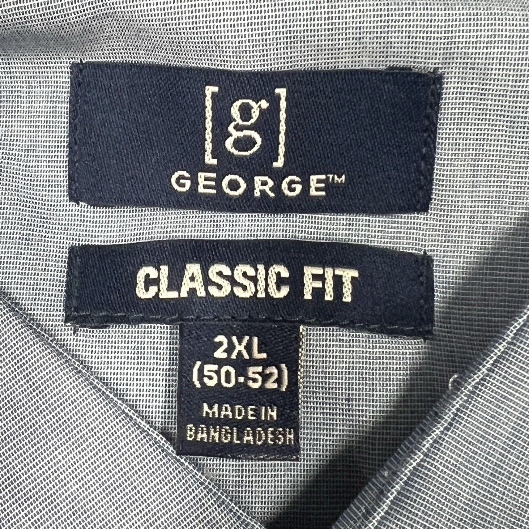 George George Mens 2XL Blue Poplin Classic Fit Stretch Long Sleeve Button Down NWT Size US XXL / EU 58 / 5 - 2 Thumbnail