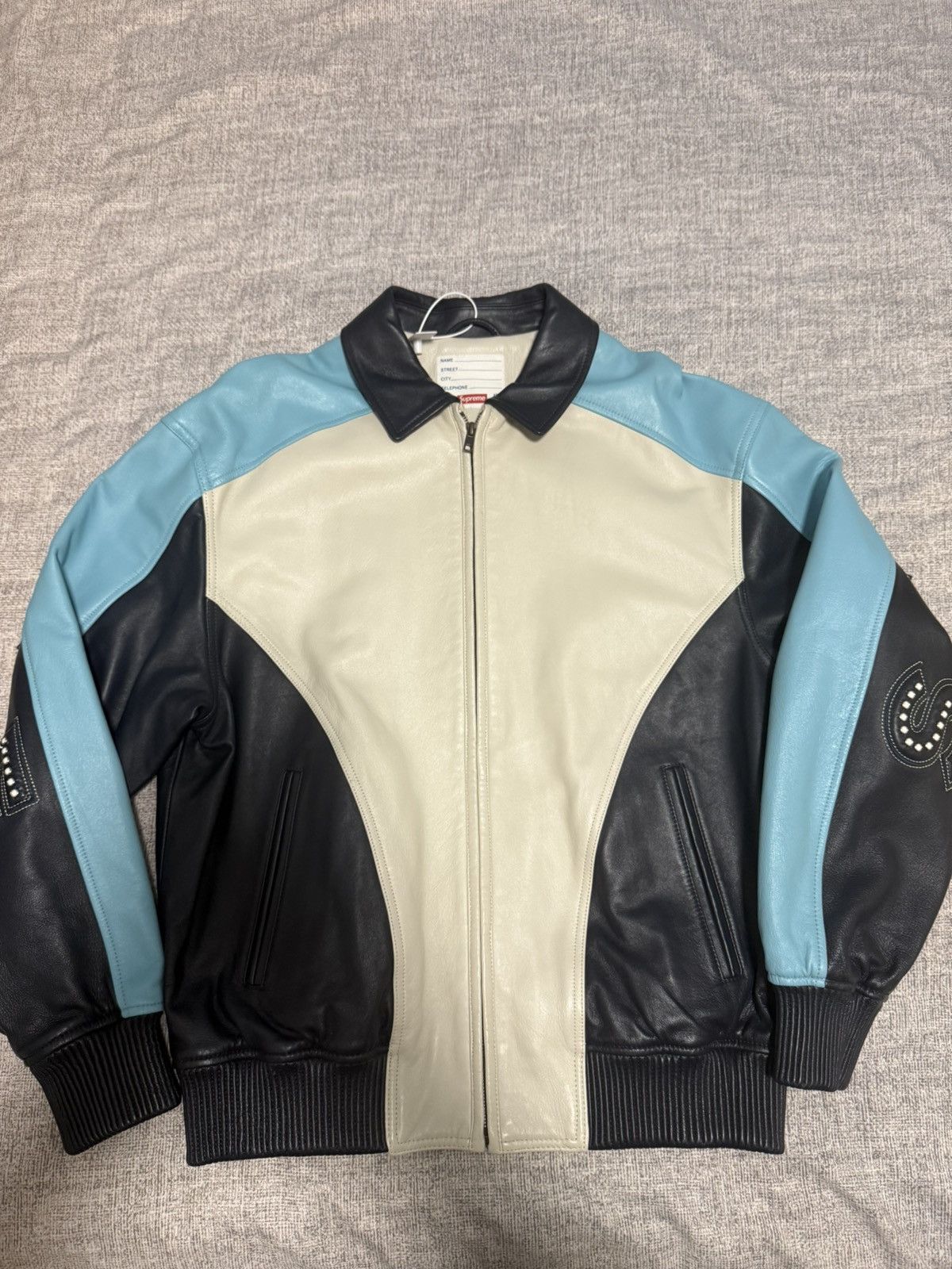 Supreme Supreme studded arc logo leather jacket White blue Size US M / EU 48-50 / 2 - 2 Thumbnail