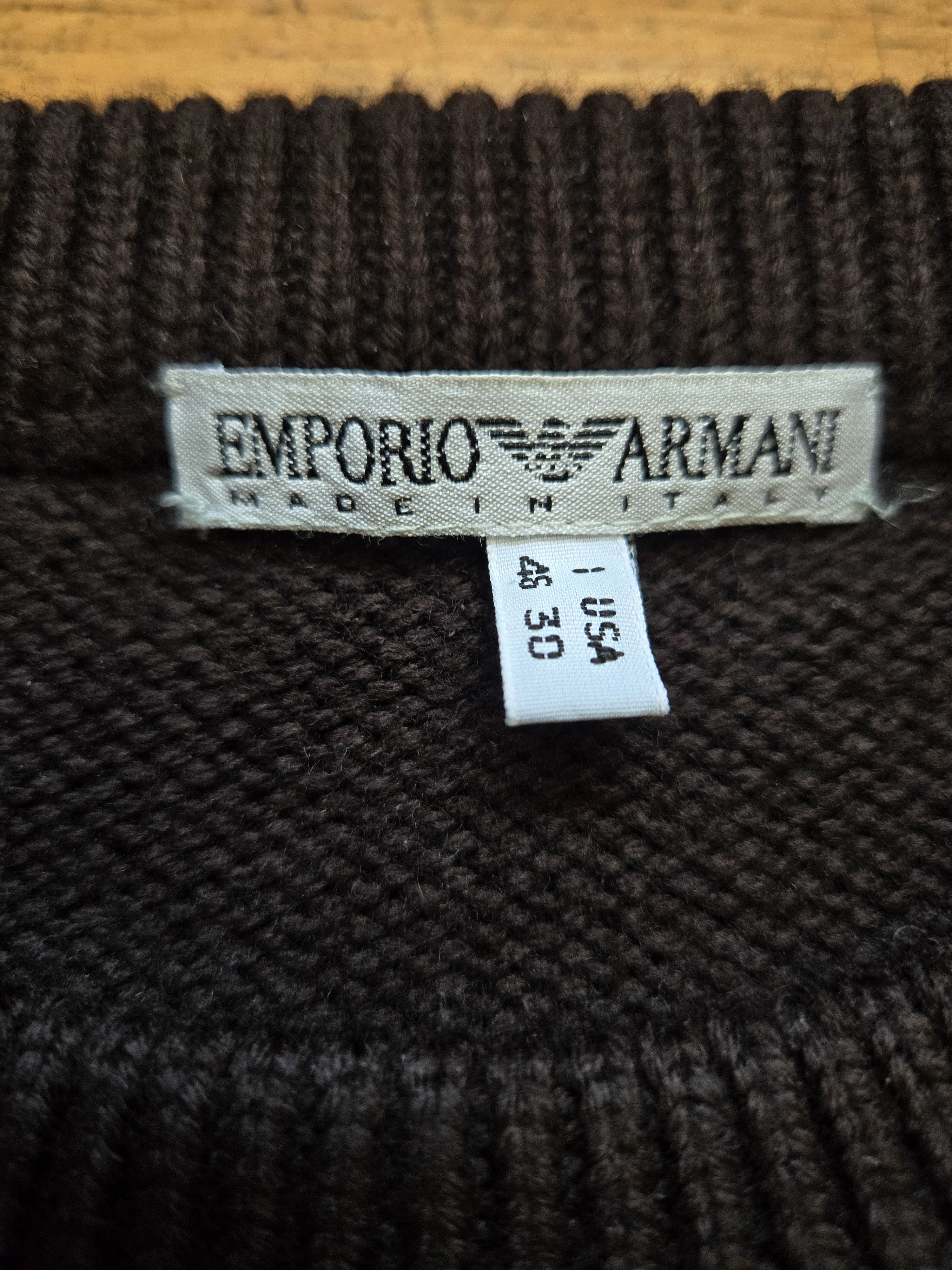 Emporio Armani Vtg 80s Emporio Armani XL Chocolate Merino Eagle Sweater Size US XL / EU 56 / 4 - 2 Thumbnail