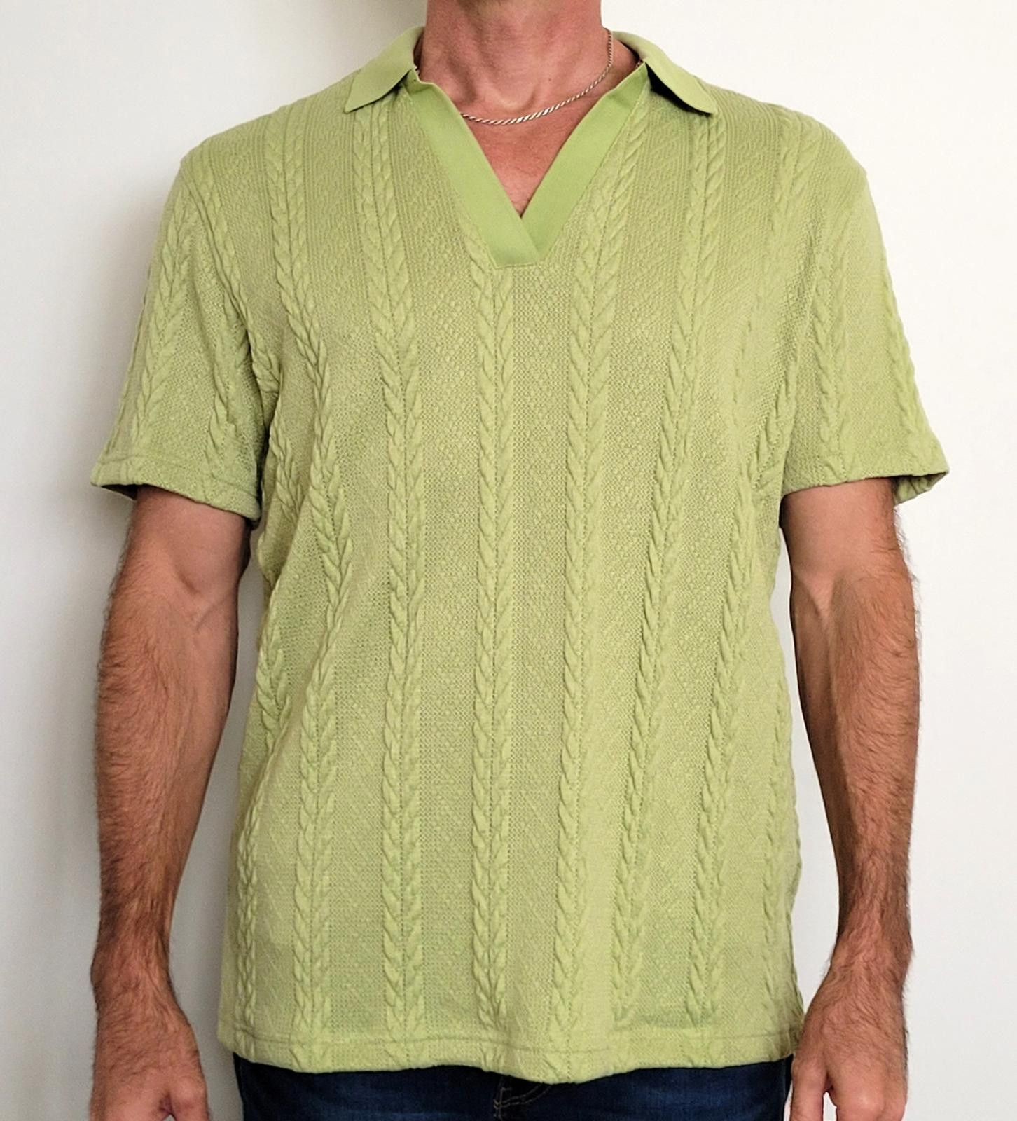 Other DE-NIKO Men's Large Knit Polo Shirt Green Textured - NEW Size US L / EU 52-54 / 3 - 1 Thumbnail