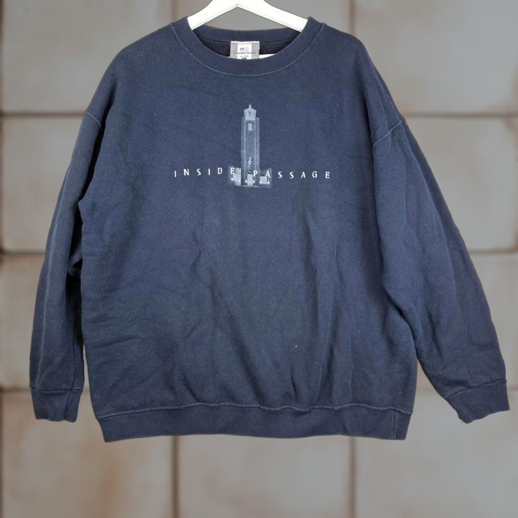 Vintage VINTAGE J. America Sweater Shirt (Pullover) Navy Blue Inside Passage Alaska Blue Large Men’s L Size US L / EU 52-54 / 3 - 1 Thumbnail