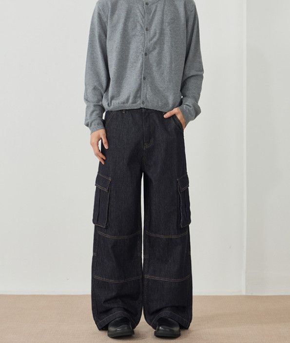Japanese Brand Men's retro loose multi-pocket cargo wide-leg baggy jeans Size US 32 / EU 48 - 1 Thumbnail