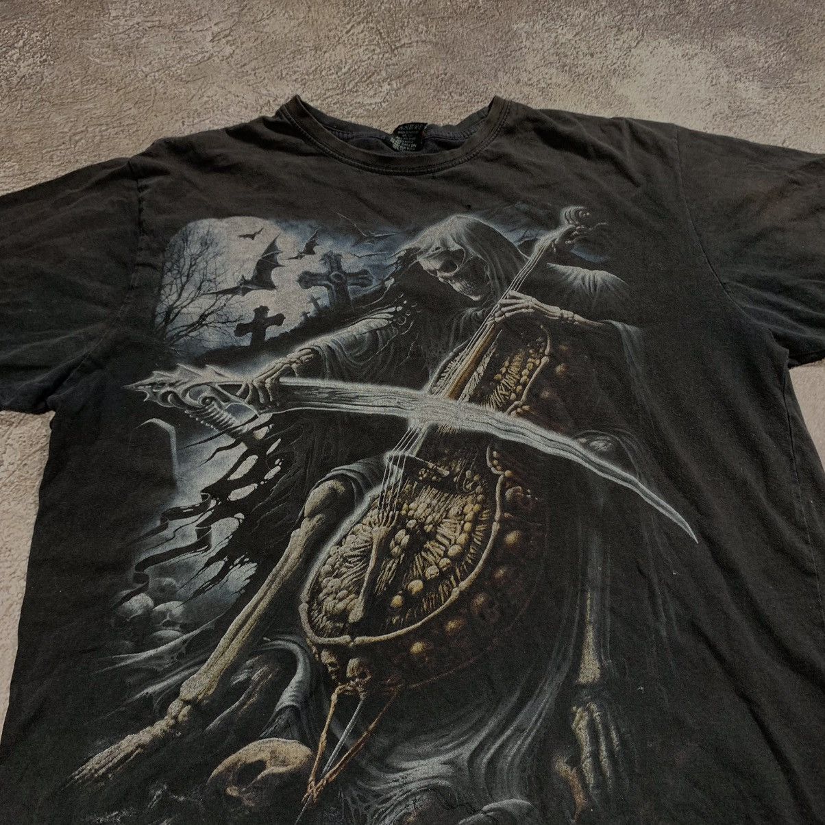 Vintage Vintage 90s Graphic Tee Skeleton Horror Grim Reaper Dark Gru Size US XL / EU 56 / 4 - 3 Thumbnail
