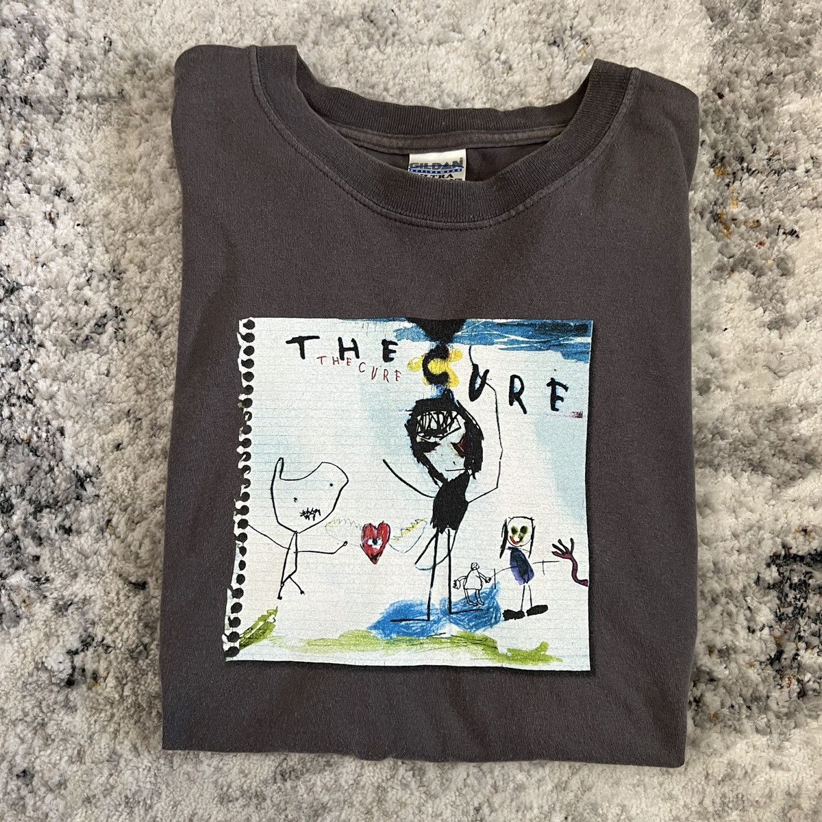 image of Band Tees x The Cure Vintage Y2K 2004 The Cure Notebook Band T Shirt in Grey, Men's (Size Large)