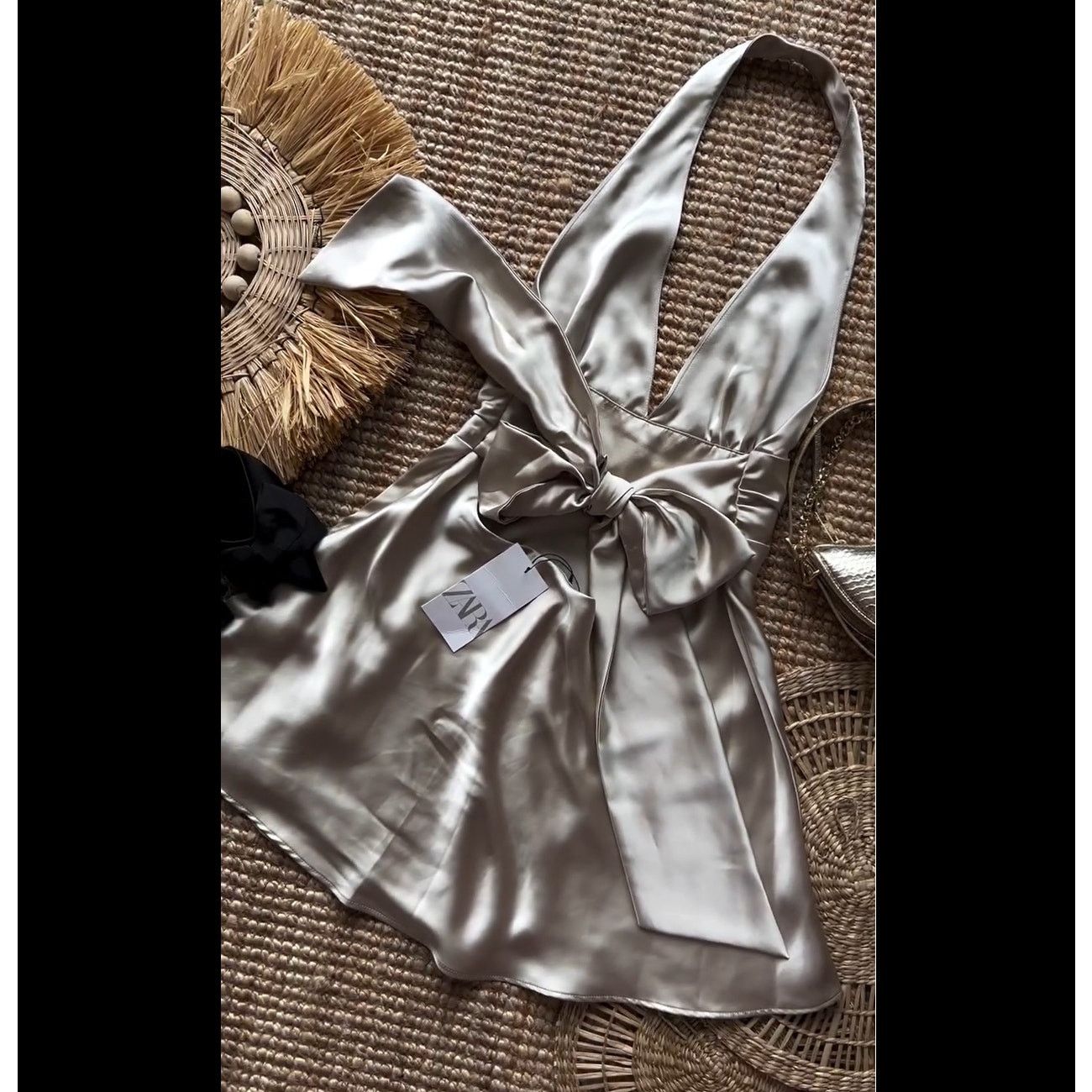 Zara ZARA Satin Open Back Mini Dress NWT Size L / US 10 / IT 46 - 17 Thumbnail