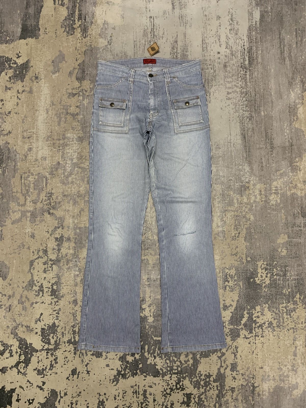 Japanese Brand Flared Lib-Ase Japan Hickory Striped Bush Pant Jeans Size US 31 - 1 Thumbnail