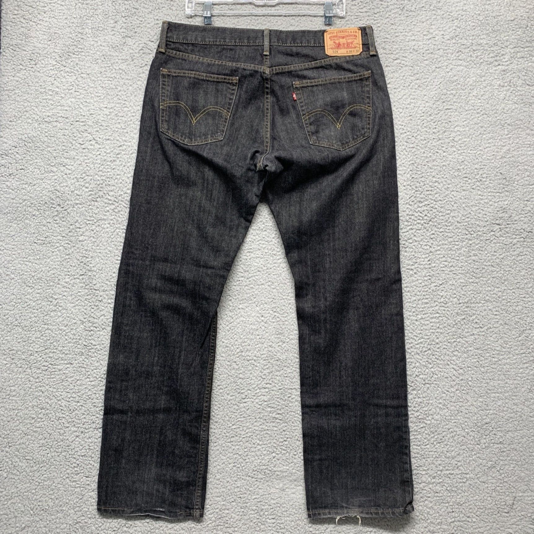 Levi's Levi Strauss Levi's 514 Slim Straight Jeans Mens 37X32 Heather Black Denim 5-Pocket Design Regular Slim Jeans Mens Size US 37 - 4 Thumbnail