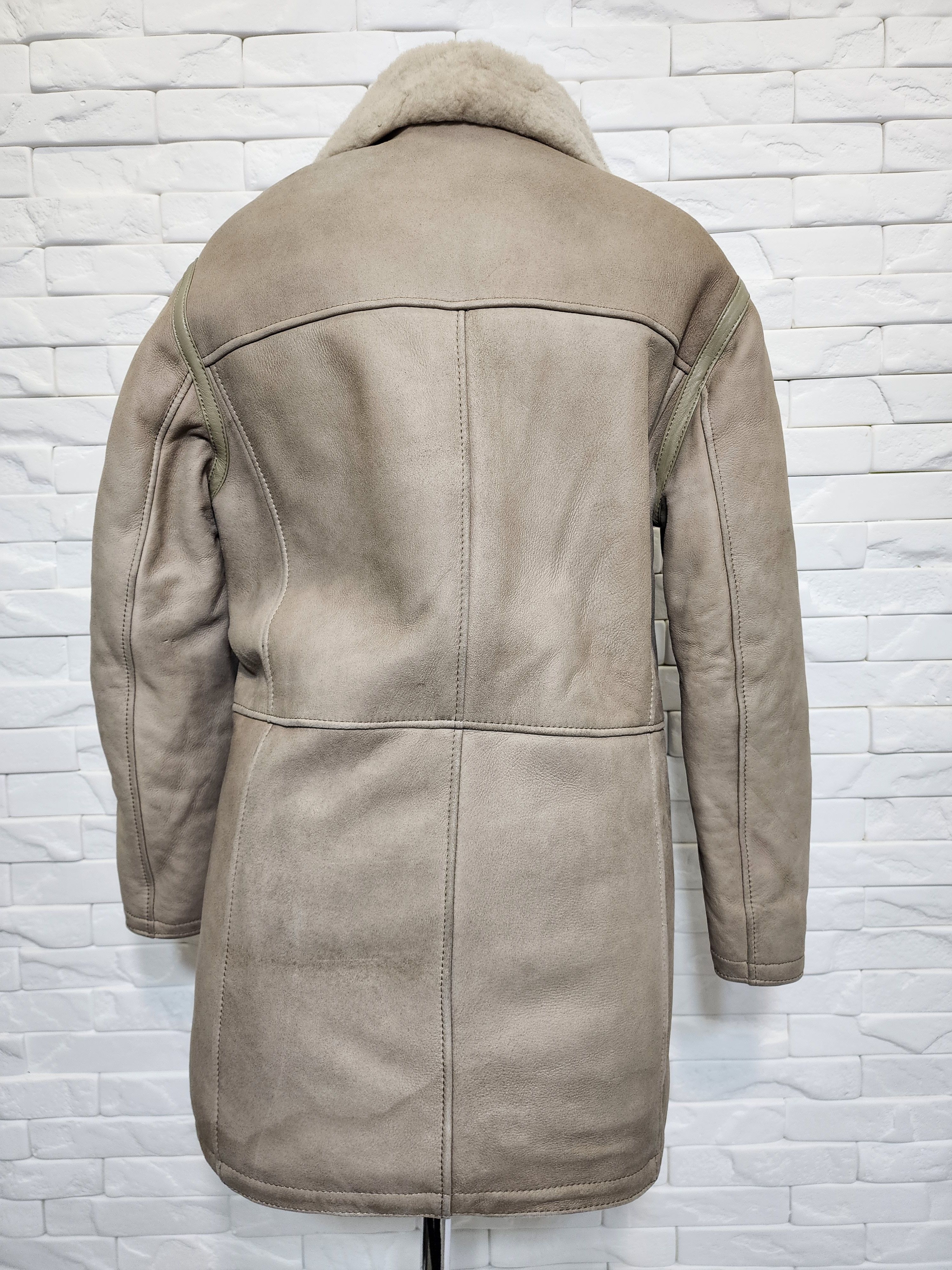 Genuine Leather Men's Gray Sheepskin Coat: Zipper-Up Winter Coat Size US M / EU 48-50 / 2 - 4 Thumbnail