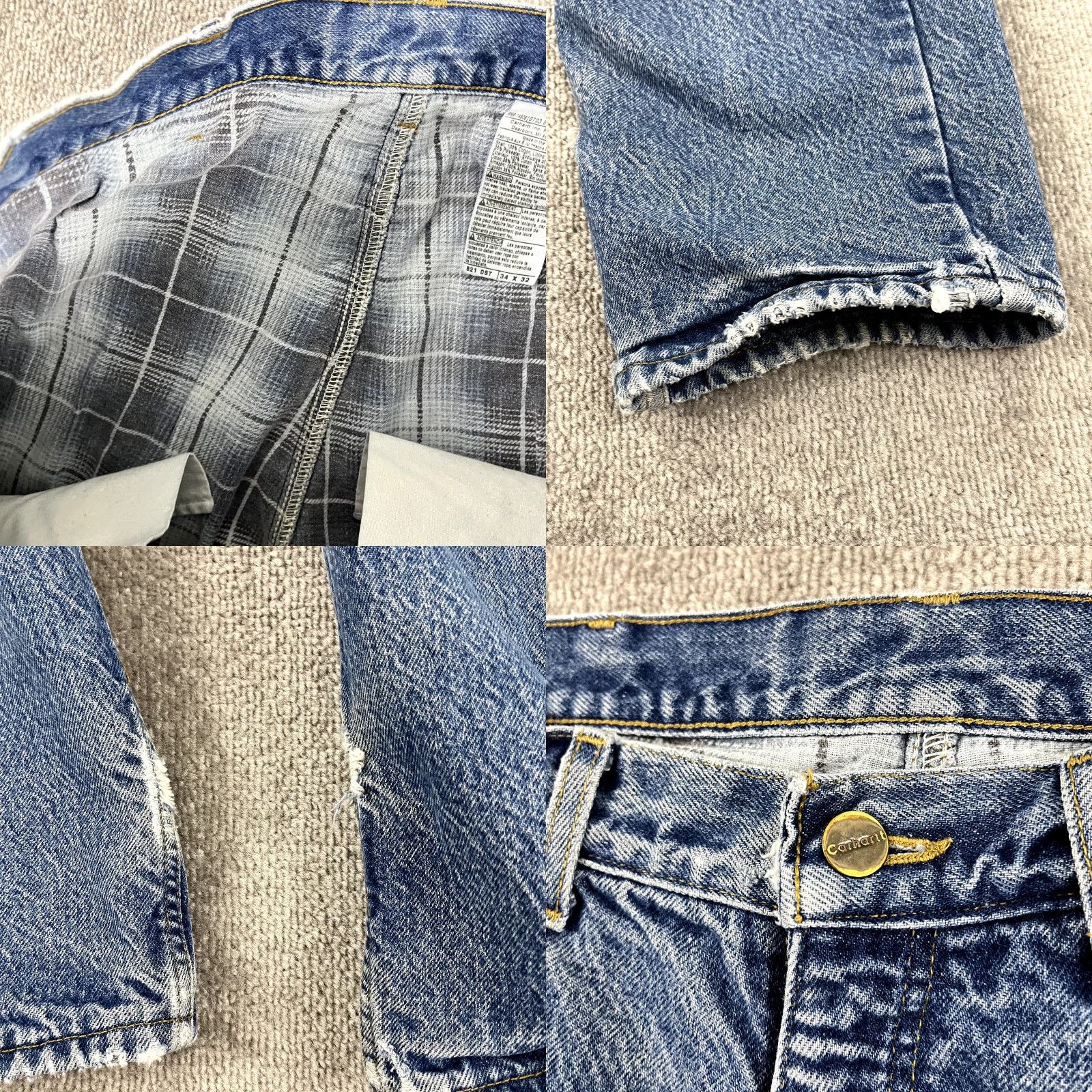 Carhartt Carhartt Jeans Denim Straight 34 x 32 Regular Mens Blue Mid Wash 2006 Vintage-Style Workwear Flannel Lined Felted Denim (5-Pocket) Aged Look Size US 34 / EU 50 - 8 Thumbnail