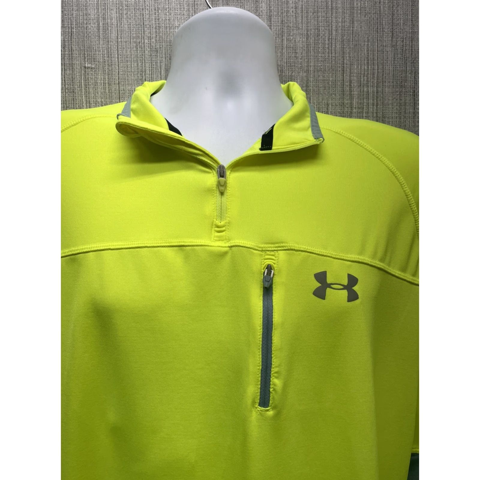Under Armour Under Armour Run Regular Neon Yellow/Grey Half Zip Pullover Sweatshirt Mens L Gray Size US L / EU 52-54 / 3 - 2 Thumbnail