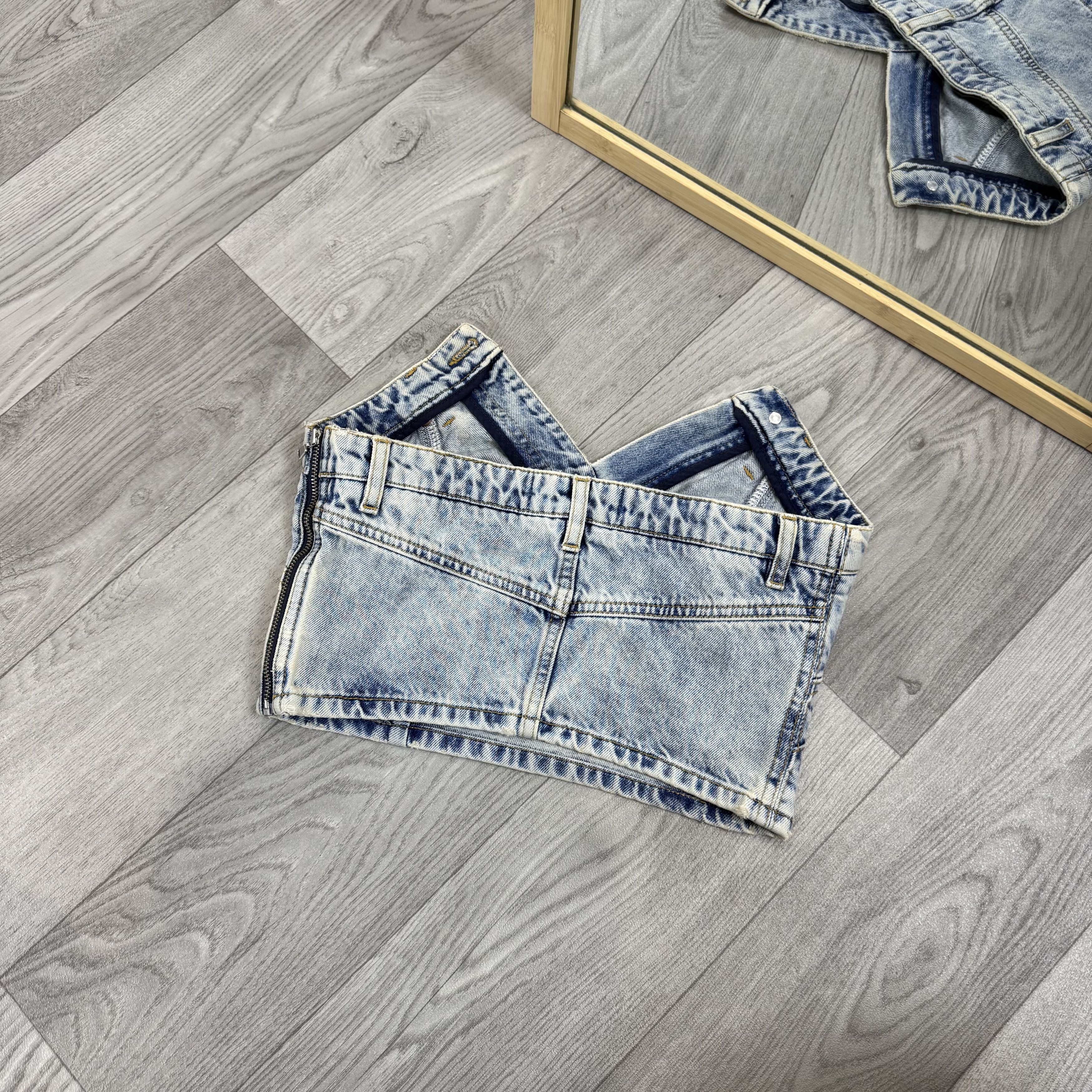 H&M × Moschino H&M x Moschino Denim Women's Bandeau Crop Top Size S / US 4 / IT 40 - 8 Thumbnail