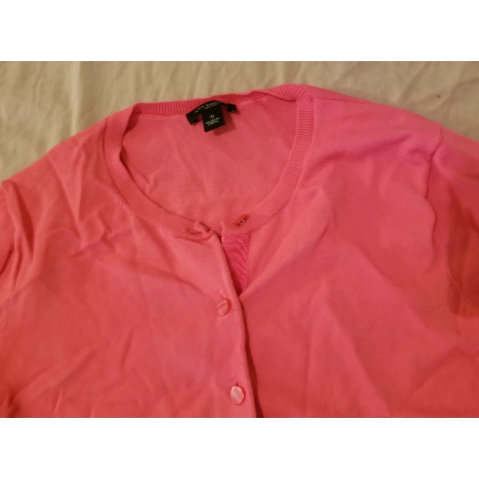 Ann Taylor Womens Ann Taylor Cardigan Sweater Jacket S Small Pink Salmon Sweater Jacket Women Small Pink Salmon Size S / US 4 / IT 40 - 4 Thumbnail