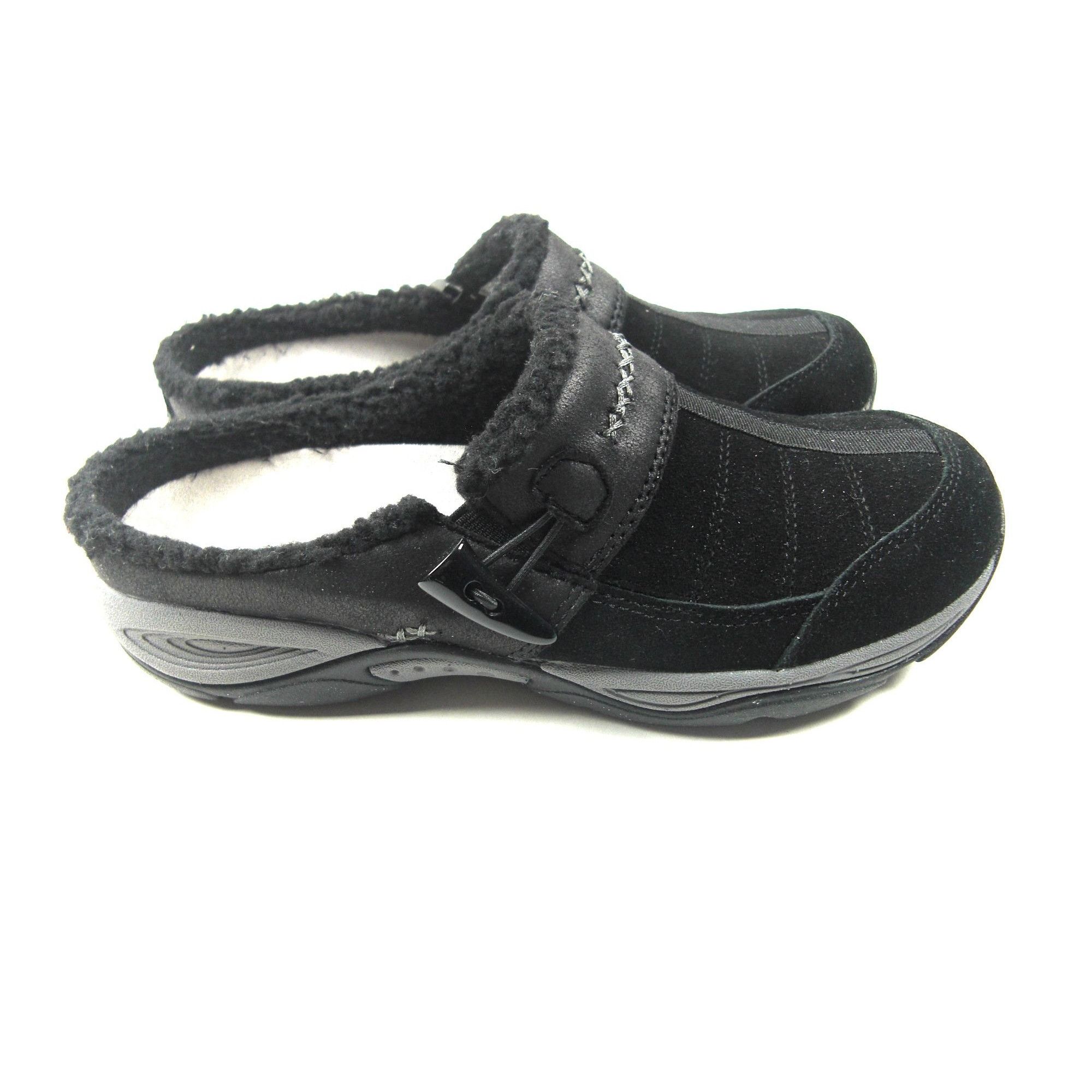 Easy Spirit Womens Efrost Black Suede Mules Shoes Medium