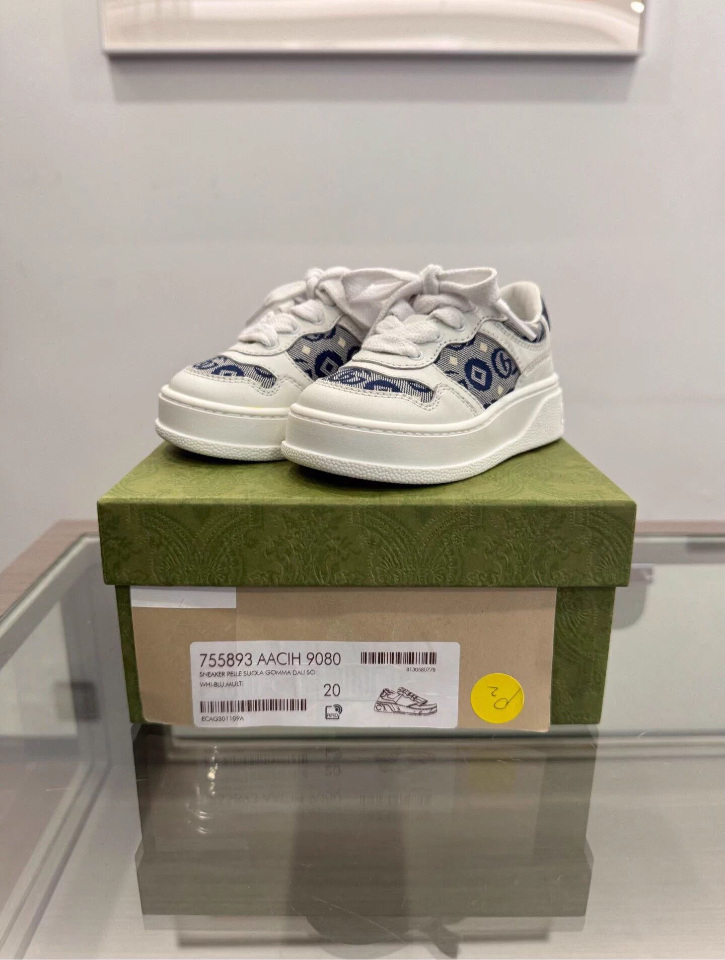 Gucci Gucci Kids Blue GG Print White Sneakers 20 Size US 5 / EU 37 - 1 Thumbnail