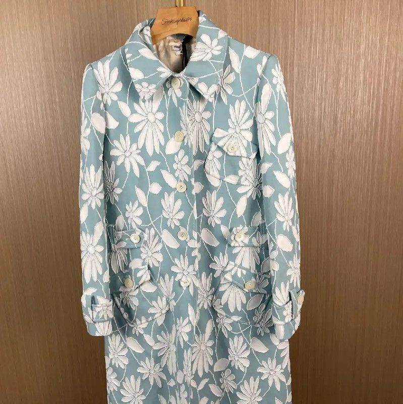 Miu Miu Miu Miu Floral Printed Nylon Women's Coat 0089 Size L / US 10 / IT 46 - 1 Thumbnail