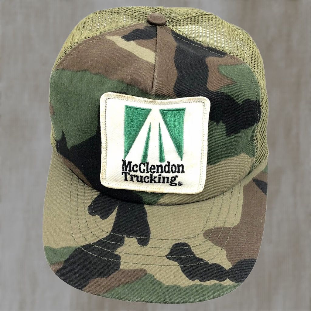 Industrie VINTAGE Camo Trucker Hat Cap Snapback McClendon Trucking 80s Made In USA Green Mens Size ONE SIZE - 1 Thumbnail