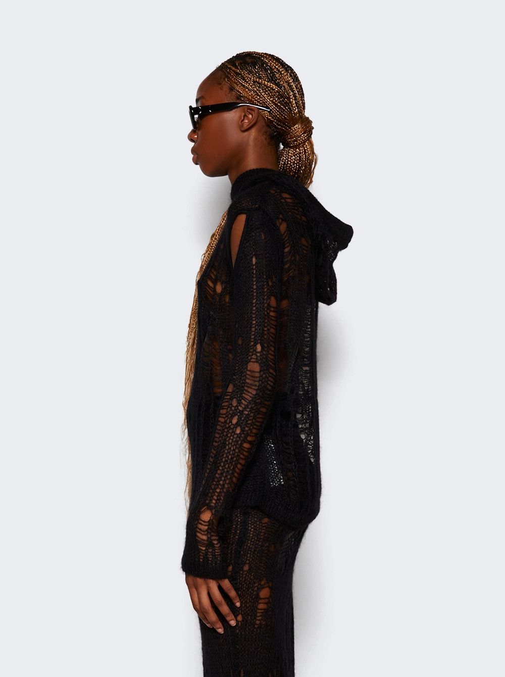 Rick Owens o1mle0426 Spider Distressed Knitted Hoodie in Black Size S / US 4 / IT 40 - 4 Thumbnail