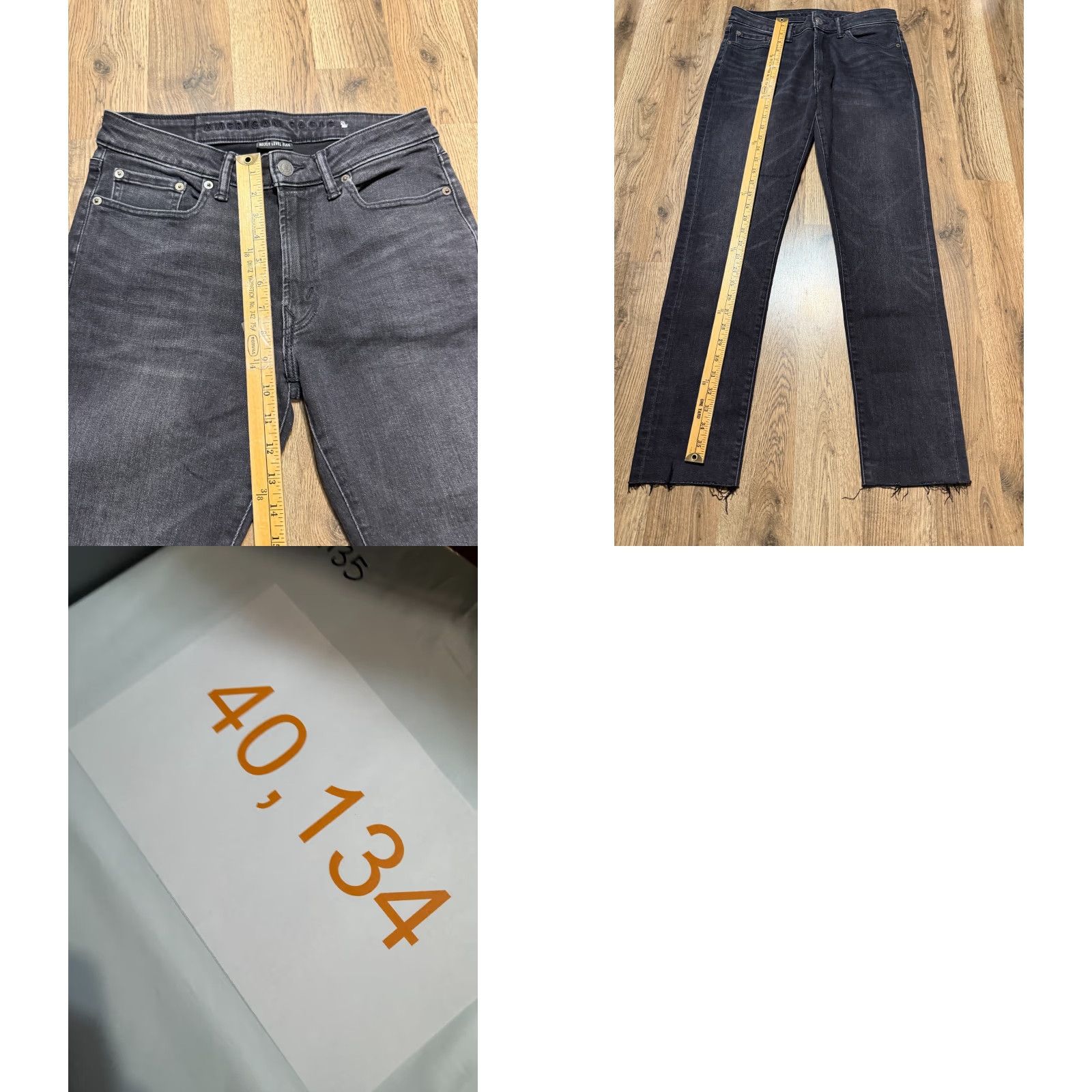 American Eagle Outfitters American Eagle Jeans Men Size 30x34 Black Denim Straight Leg Raw Hem Button 5-Pocket Design Jeans Mens Regular Rise Mid Inseam 34 Size US 30 / EU 46 - 8 Thumbnail