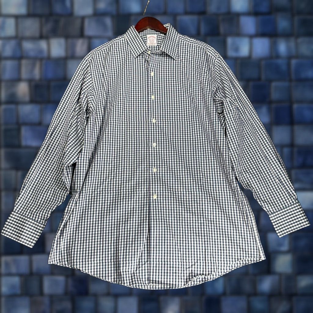 Brooks Brothers Brooks Brothers Shirt Mens 17 Madison Button Up Non Iron Blue Cotton Stretch Size US XL / EU 56 / 4 - 1 Thumbnail