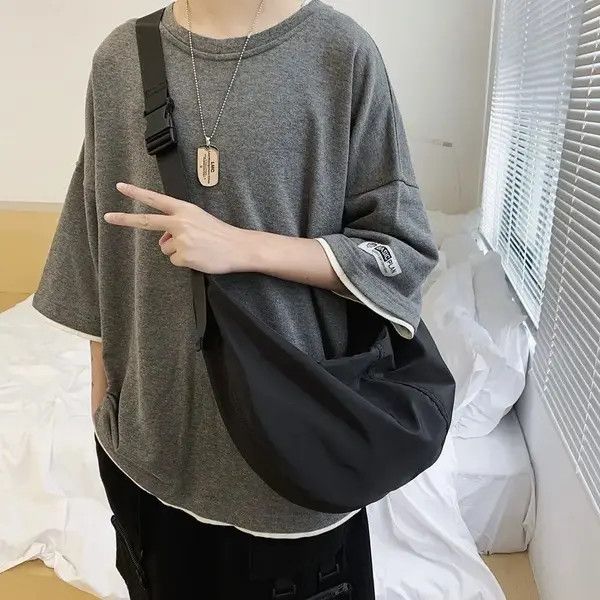 Shoulder Nylon Roomy Bag Japanese Harajuku style Zipper