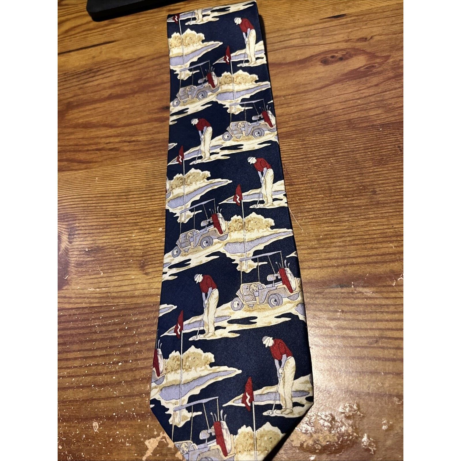 Other Kai Long Vintage Men's Tie Hand-Made Silk Necktie Golf Print Size ONE SIZE - 7 Thumbnail