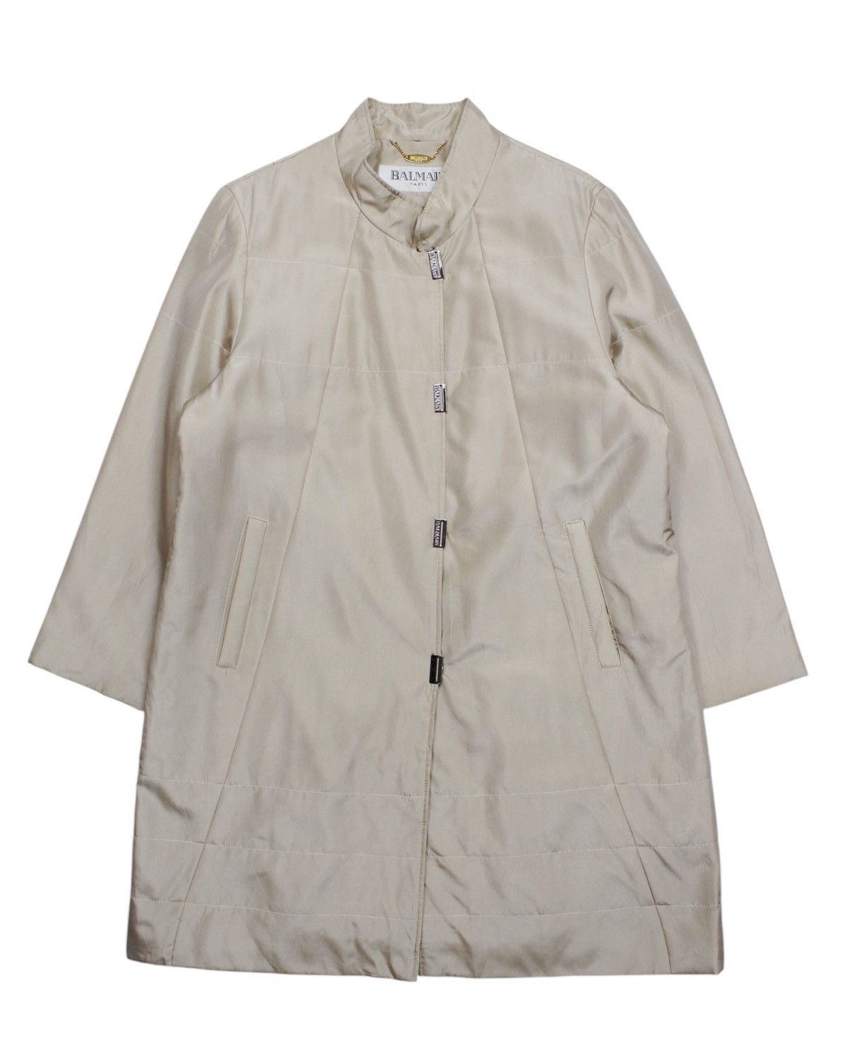 Balmain 1990S BALMAIN PARIS BEIGE SILK PADDED COAT Size US L / EU 52-54 / 3 - 1 Thumbnail