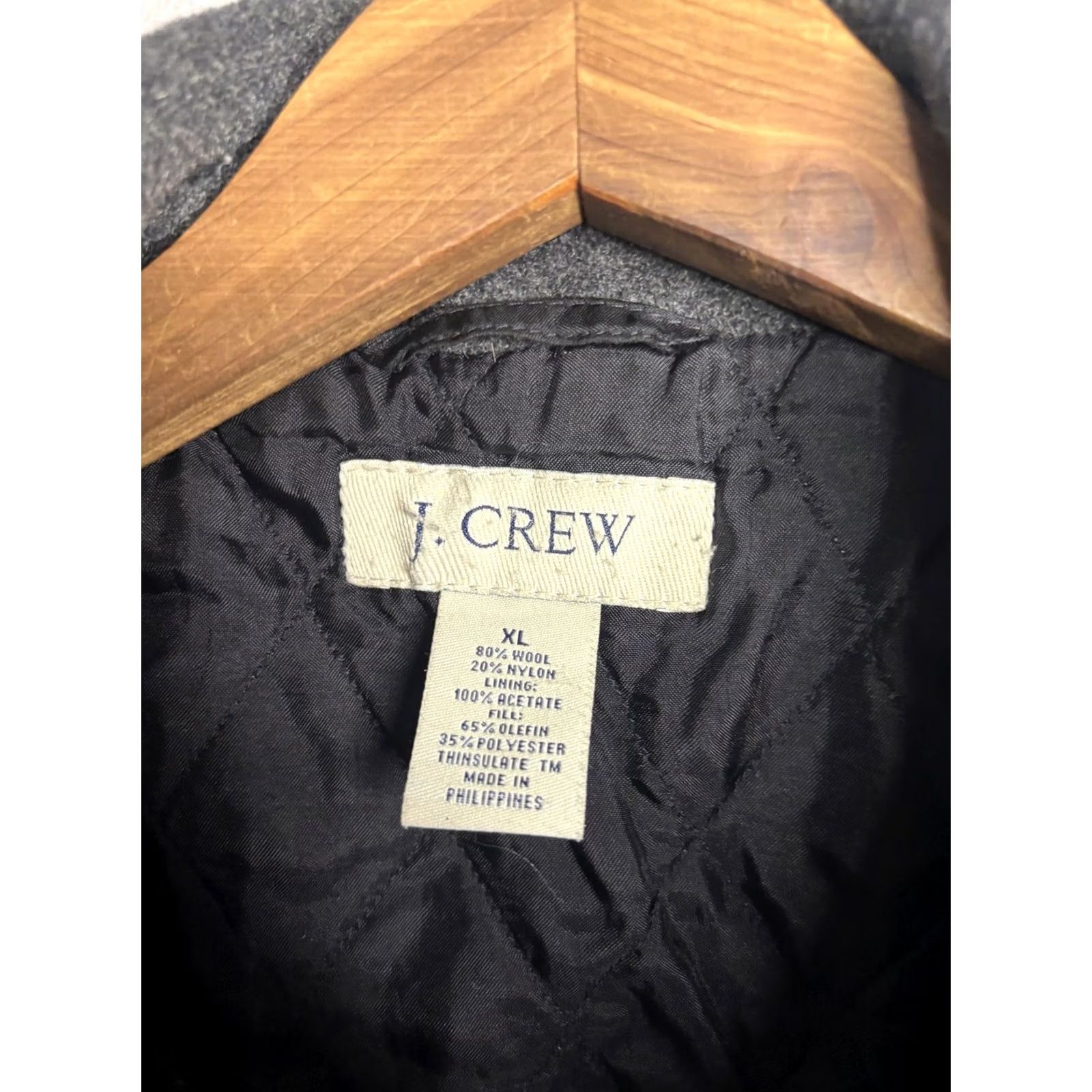 J.Crew J.Crew Wool Coat Mens XL Gray Thinsulate Quilted Button Front Overcoat Size US XL / EU 56 / 4 - 3 Thumbnail