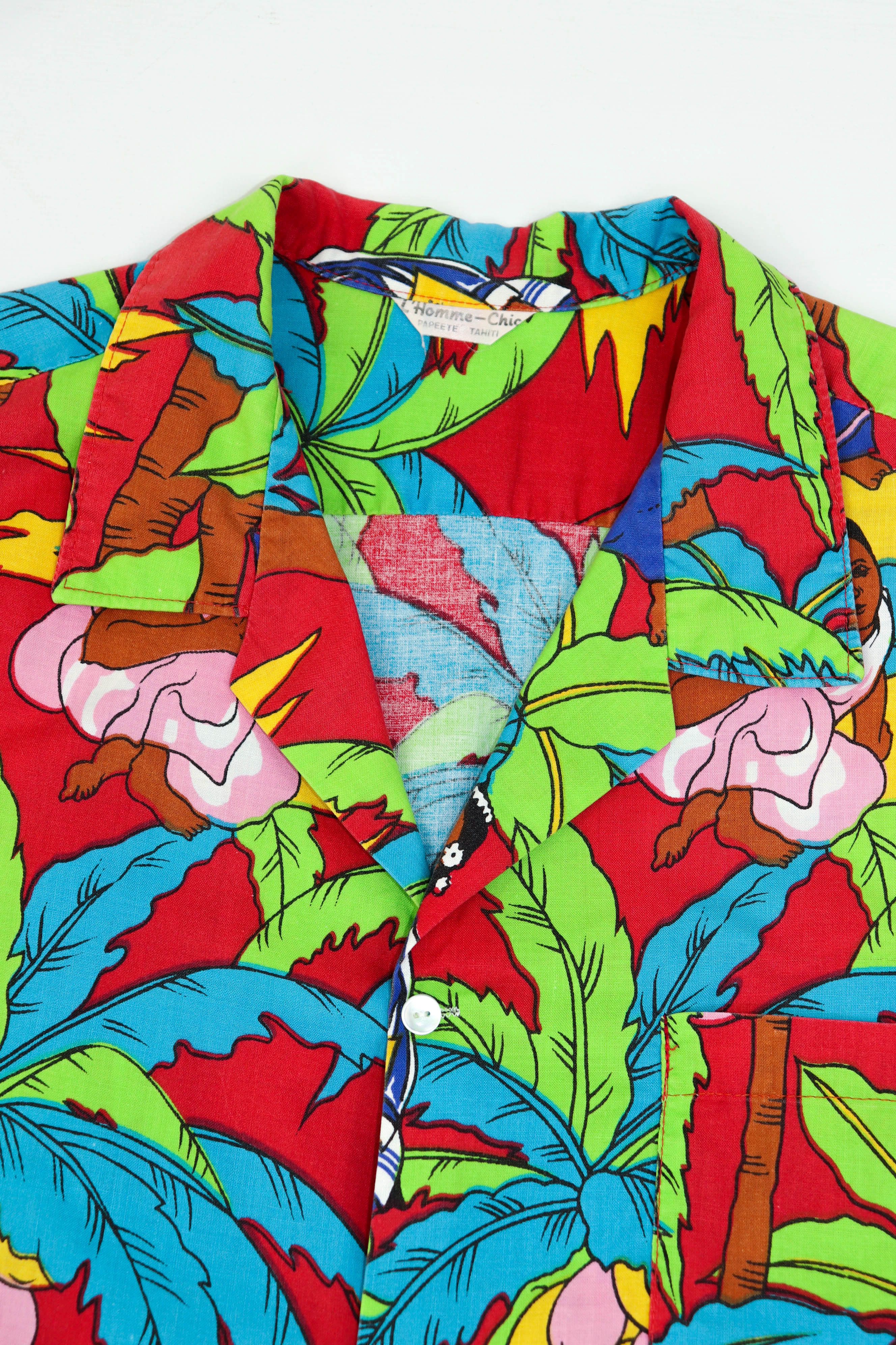 Vintage L' Homme-Chic Tahiti Vintage Graphics Hawaiian Aloha Shirt Size US XXL / EU 58 / 5 - 6 Thumbnail