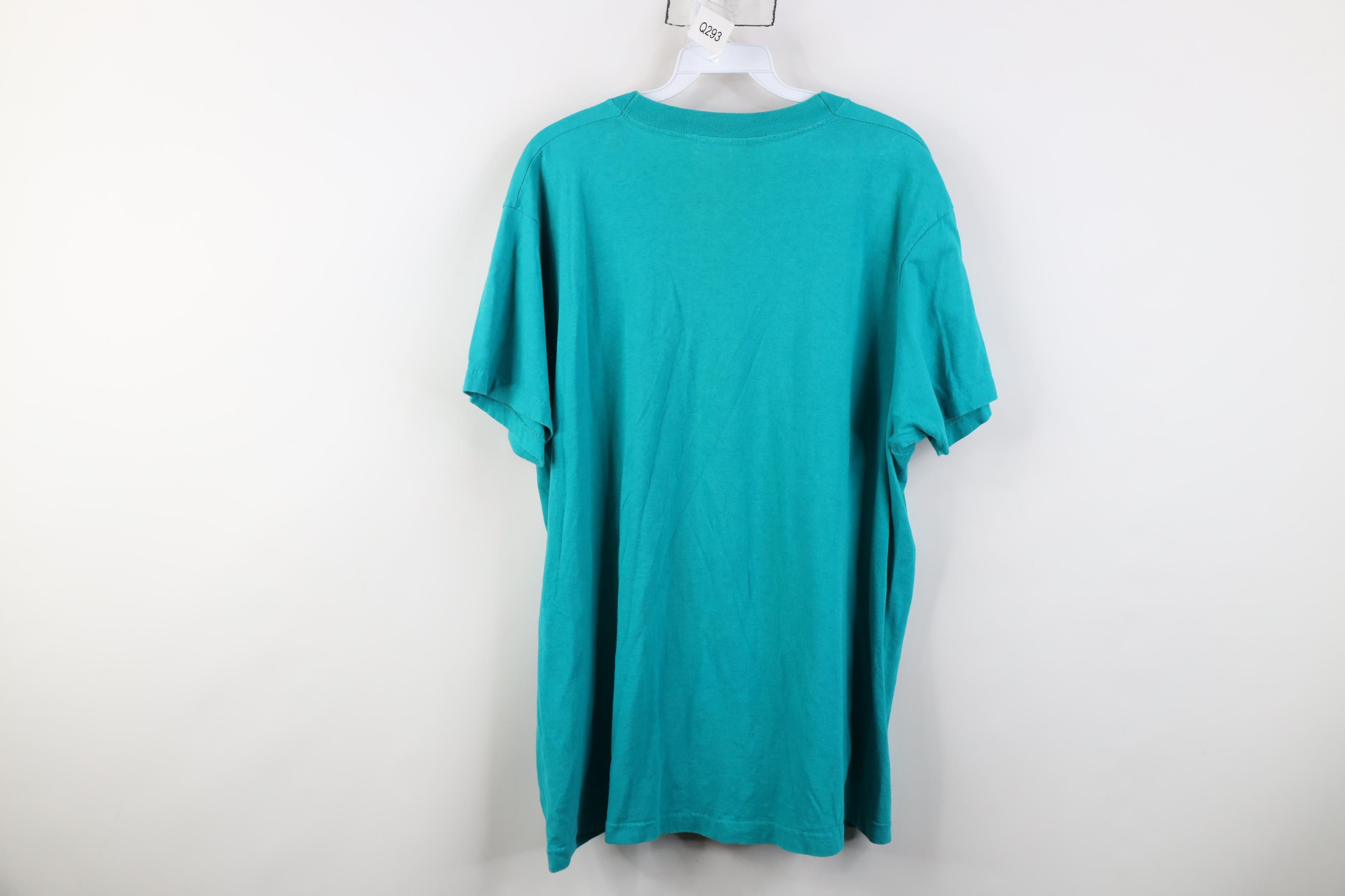 Vintage Vintage 90s Streetwear Blank Cotton Pocket T-Shirt Teal USA Size US XL / EU 56 / 4 - 11 Thumbnail