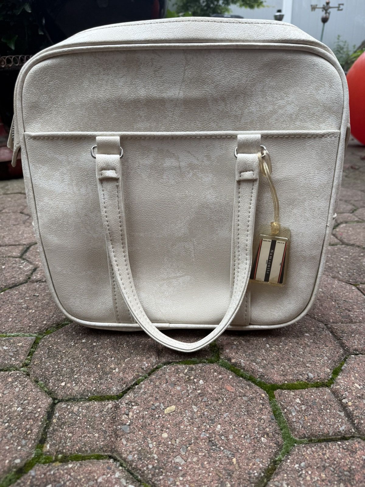 Vintage White Marble Leather Bag 1970s Zipper Detail made in Denver Size ONE SIZE - 1 Thumbnail