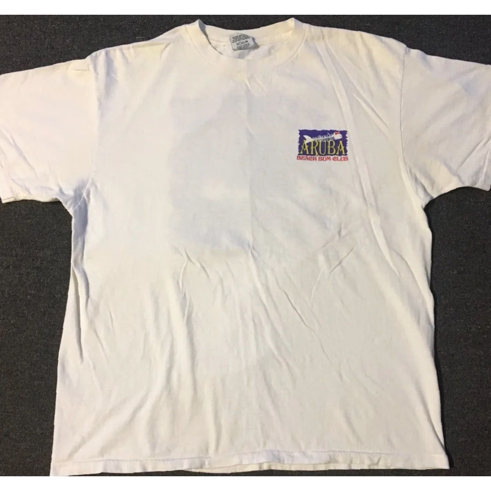Vintage VINTAGE Aruba Beach Bum Club Faded Shirt 2XL White USA Surf Grunge Vaporwave 80s 90s Ocean Pacific Billabong Sti tch Graphic Tee Men Size US XXL / EU 58 / 5 - 2 Thumbnail