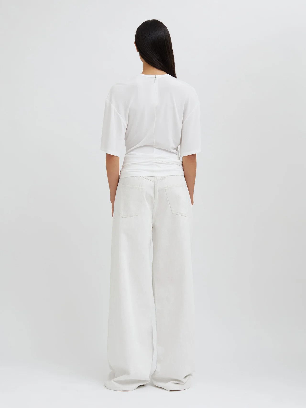 Christopher Esber o1mle1224 Side Cowl Waist T-Shirt in White Size M / US 6-8 / IT 42-44 - 4 Thumbnail