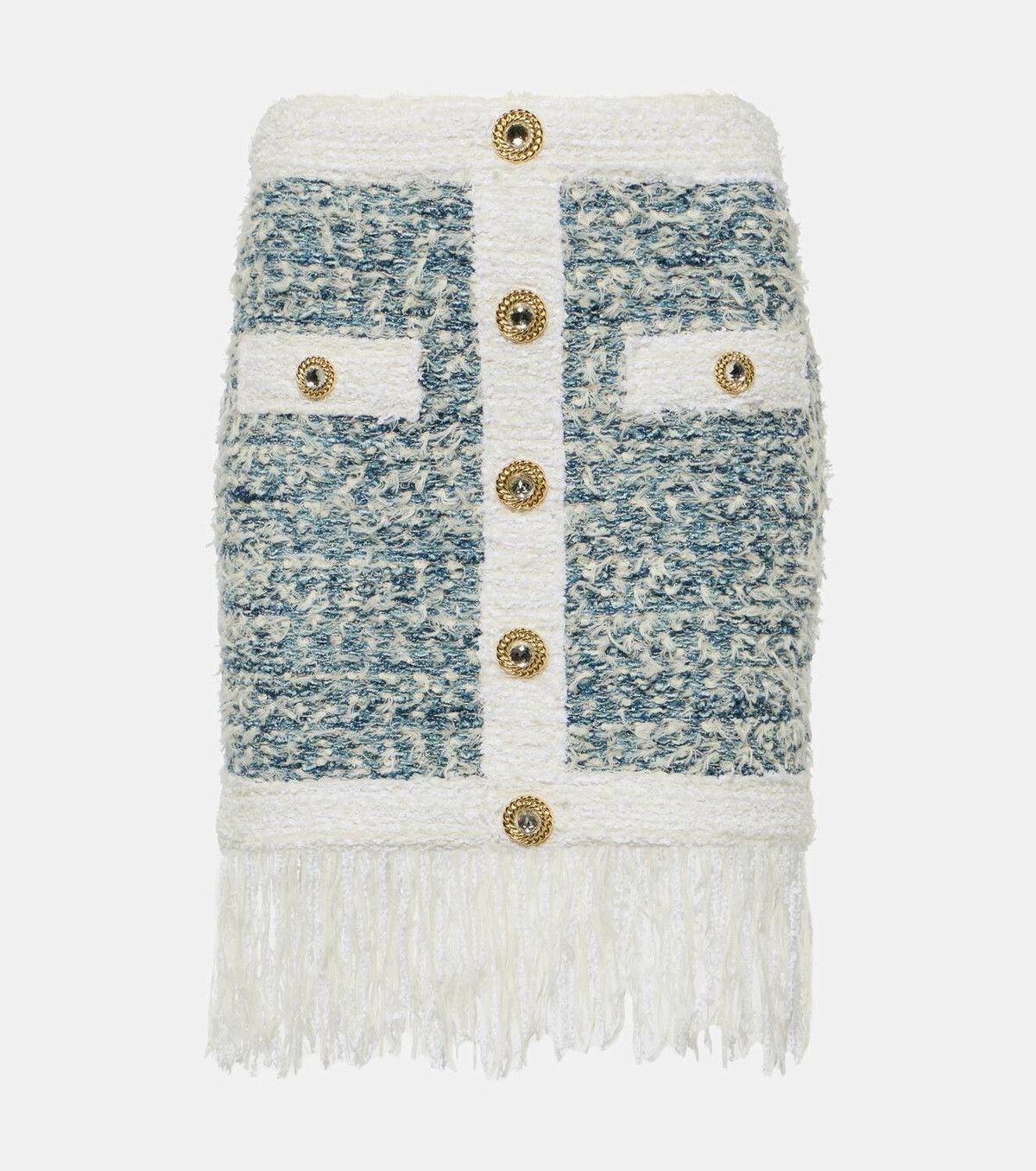 Balmain o1y0625 Mini Skirt in Blue/White Size 26" / US 2 / IT 38 - 1 Thumbnail
