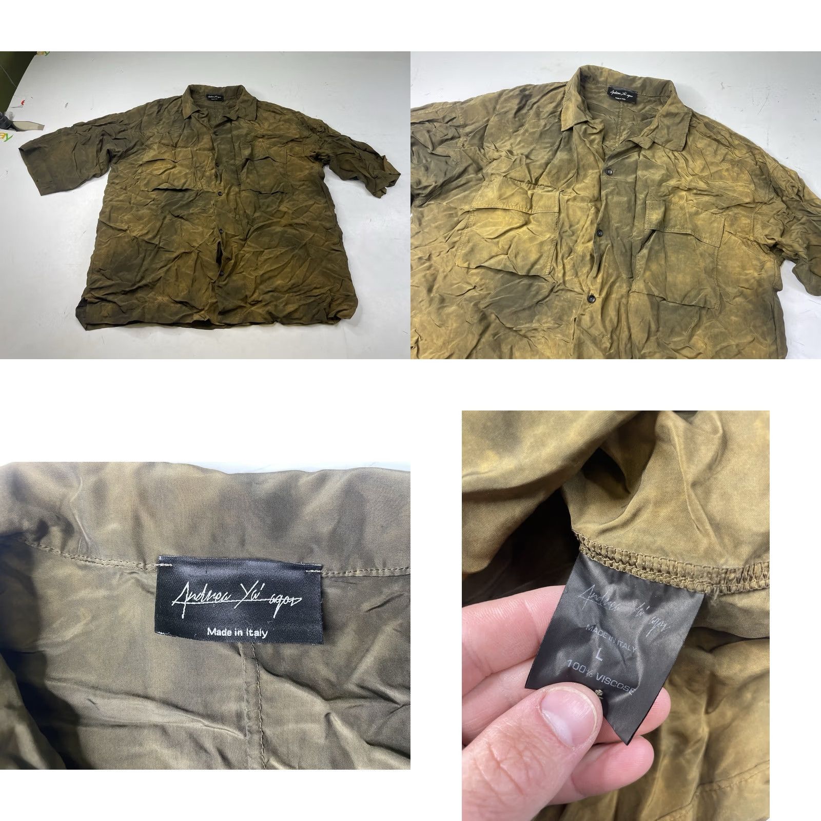 Vintage Andrea Ya’aqov Italy Mens Large 2 Piece Set Shirt Shorts Brown Short Sleeve Button Size US L / EU 52-54 / 3 - 8 Thumbnail