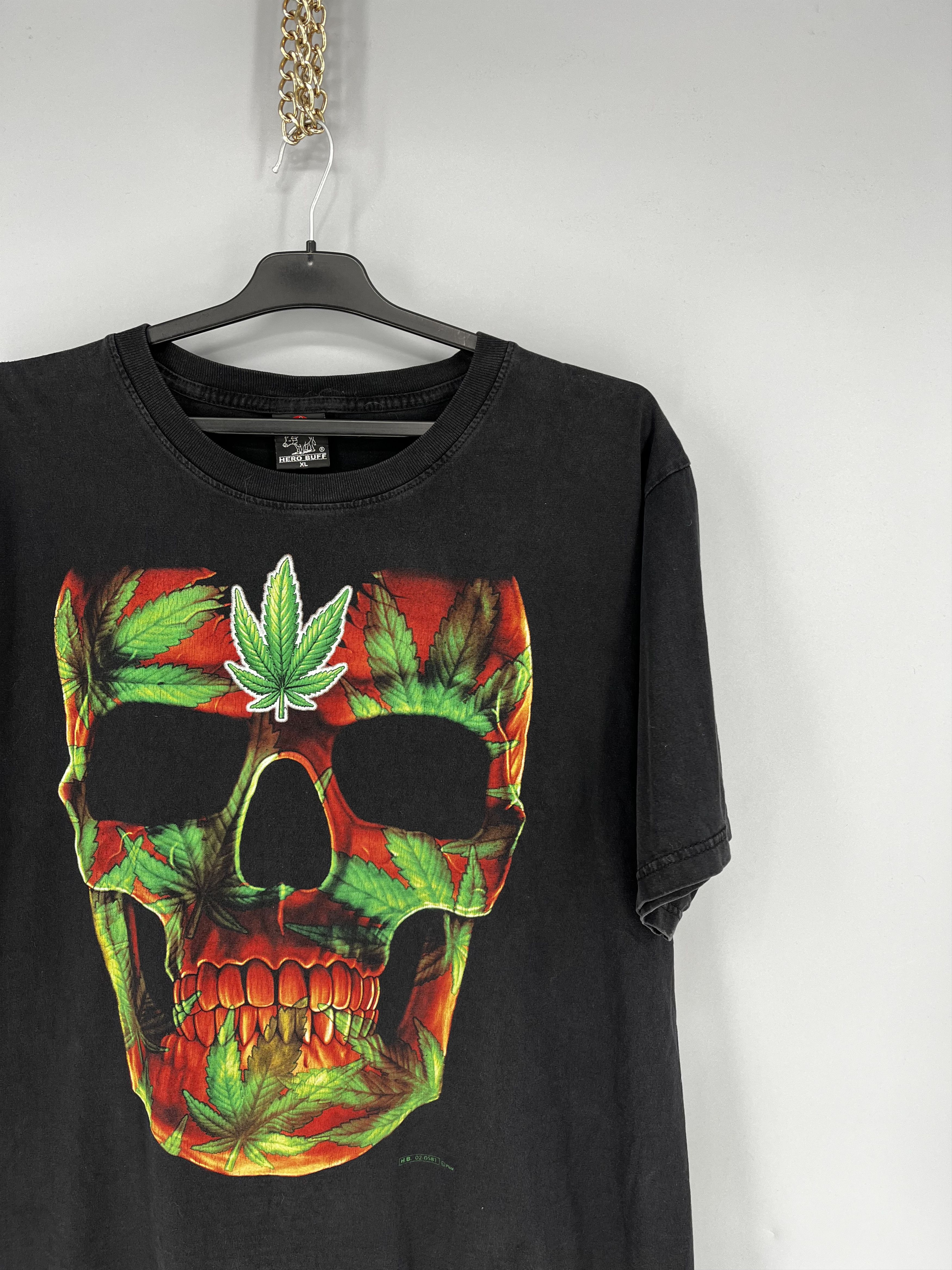 Vintage Vintage 90s Skull Marijuana Hill Fashion Bandtees Size US XL / EU 56 / 4 - 5 Thumbnail