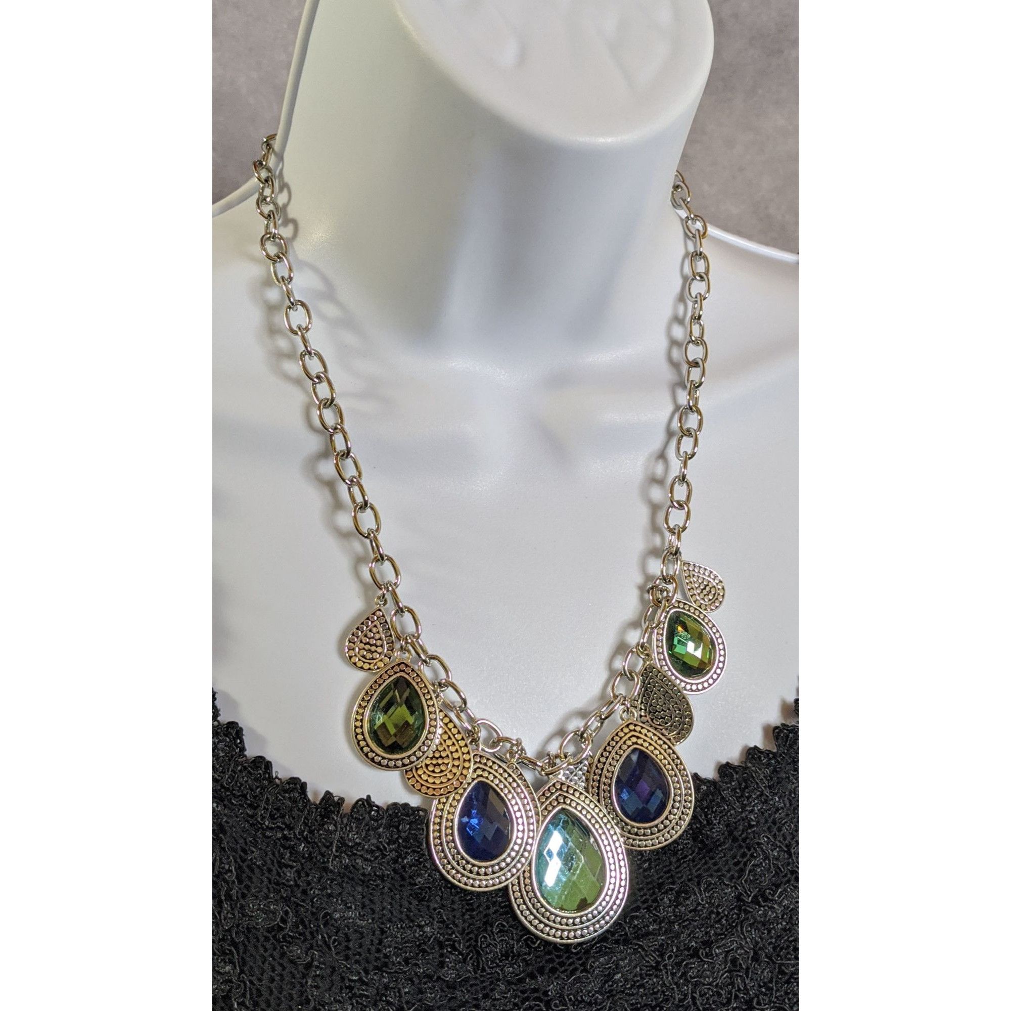 Other Mermaidcore Teardrop Statement Necklace With Green And Blue Size ONE SIZE - 5 Thumbnail