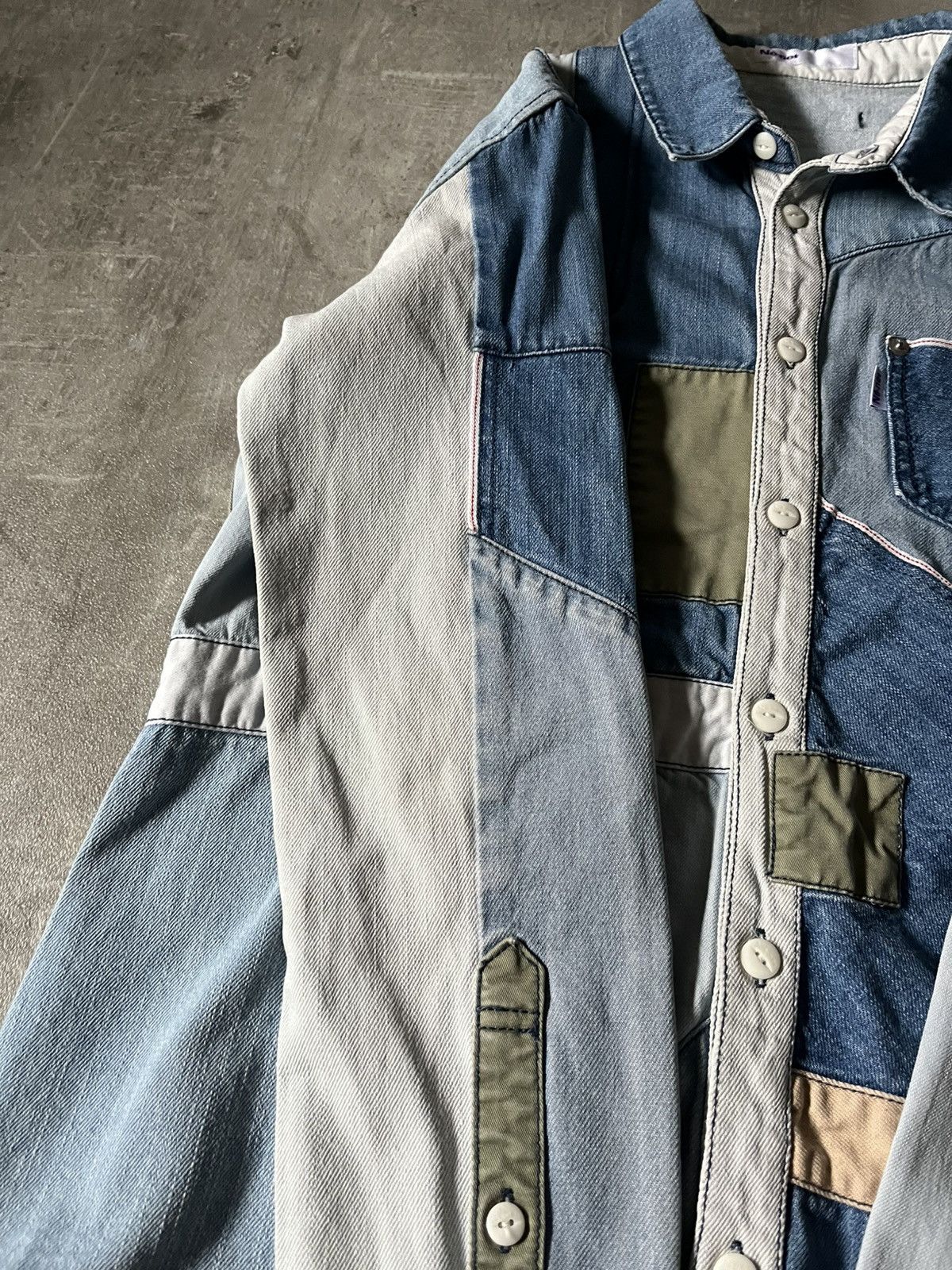 Issey Miyake × Japanese Brand × Ne-Net Ne-Net reconstructed patchwork denim button up shirt Size US M / EU 48-50 / 2 - 11 Thumbnail