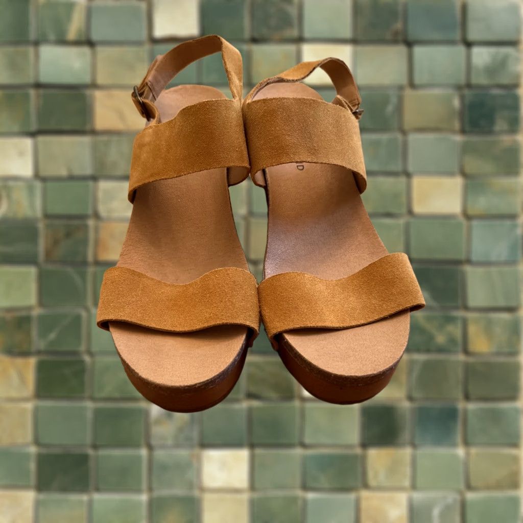 Lucky Brand Lucky Brand Harimony Platform Heels Yellow 9 Suede Leather Clogs Womens Shoes Size US 9 / IT 39 - 1 Thumbnail