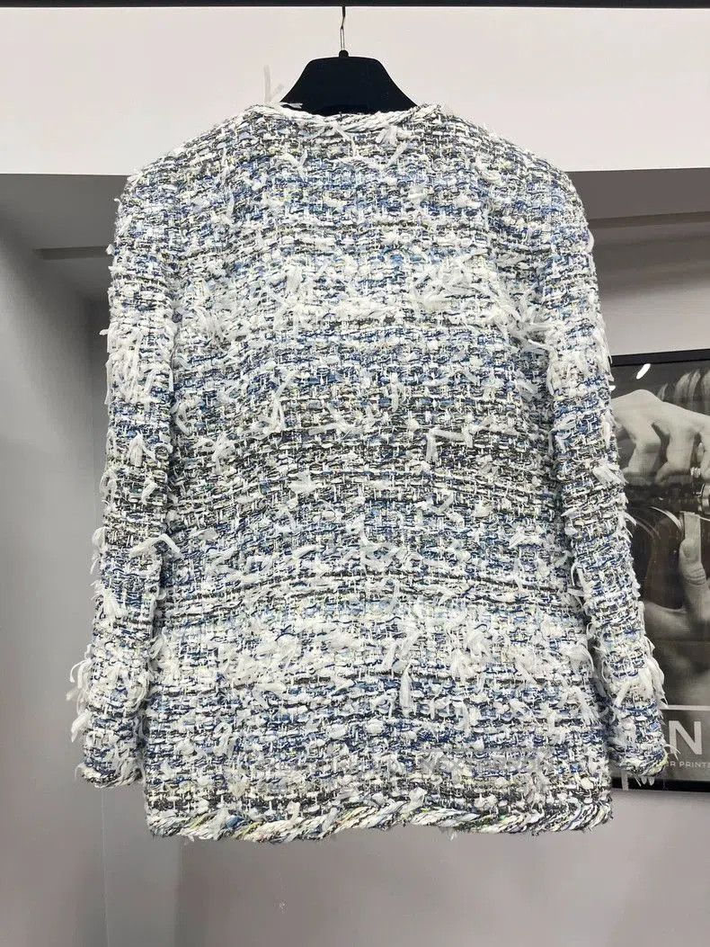 Chanel Chanel Waterfall Blue White Fringe Jacket. Size US M / EU 48-50 / 2 - 3 Thumbnail