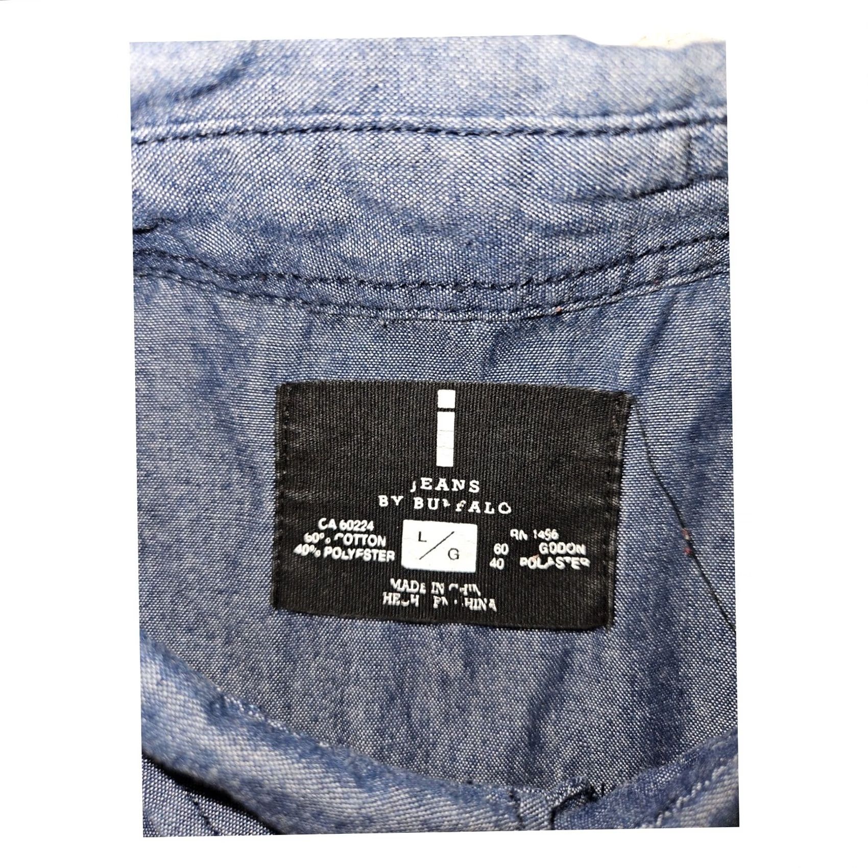 Vintage Buffalo i jeans by Buffalo Button-Up Shirt Short Sleeve Men's L Blue Striped Casual Regular Fit Size US L / EU 52-54 / 3 - 2 Thumbnail