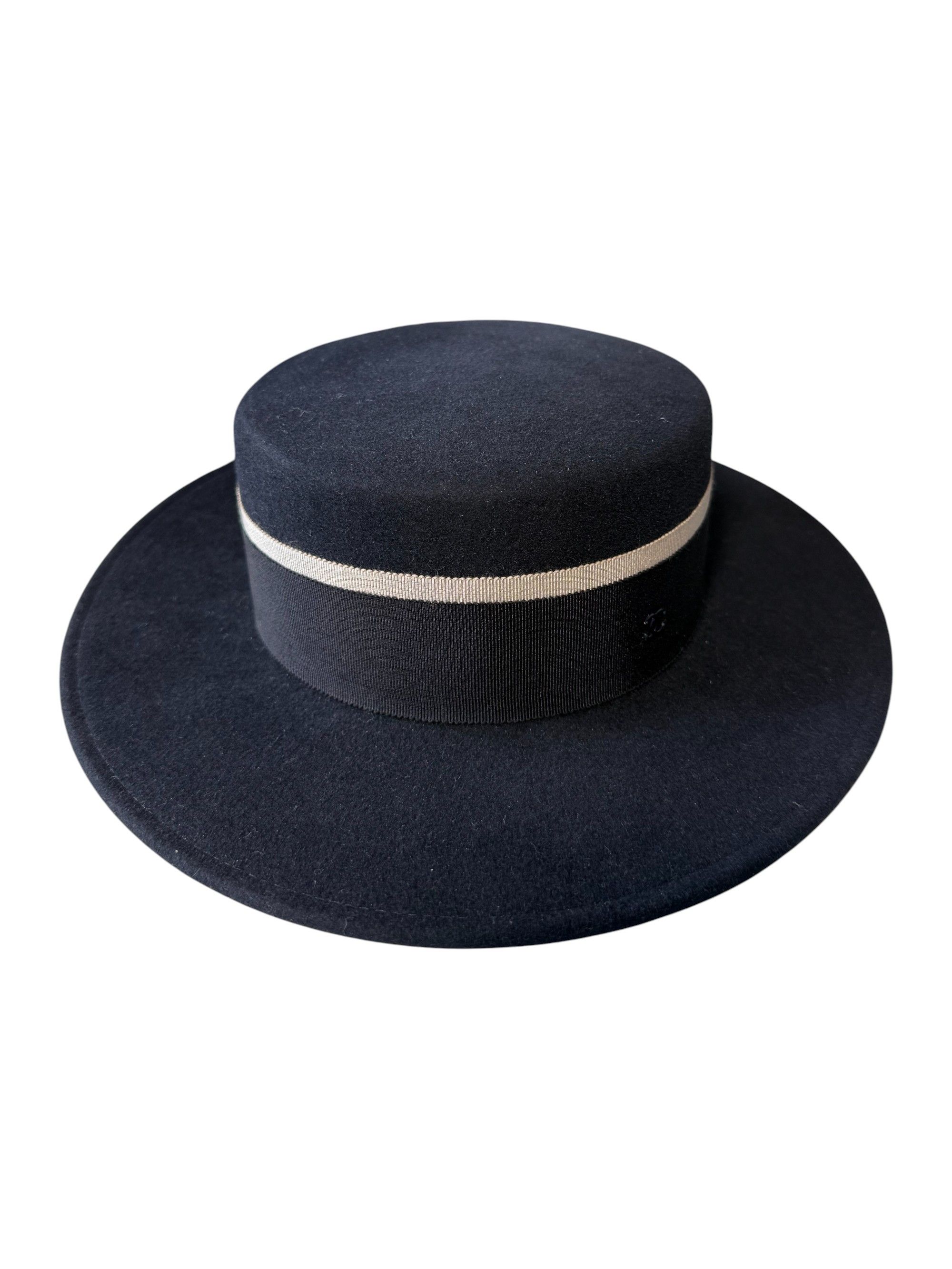 Chanel Chanel Navy Blue CC Rabbit Hair Felt Hat Size Medium Size ONE SIZE - 4 Thumbnail