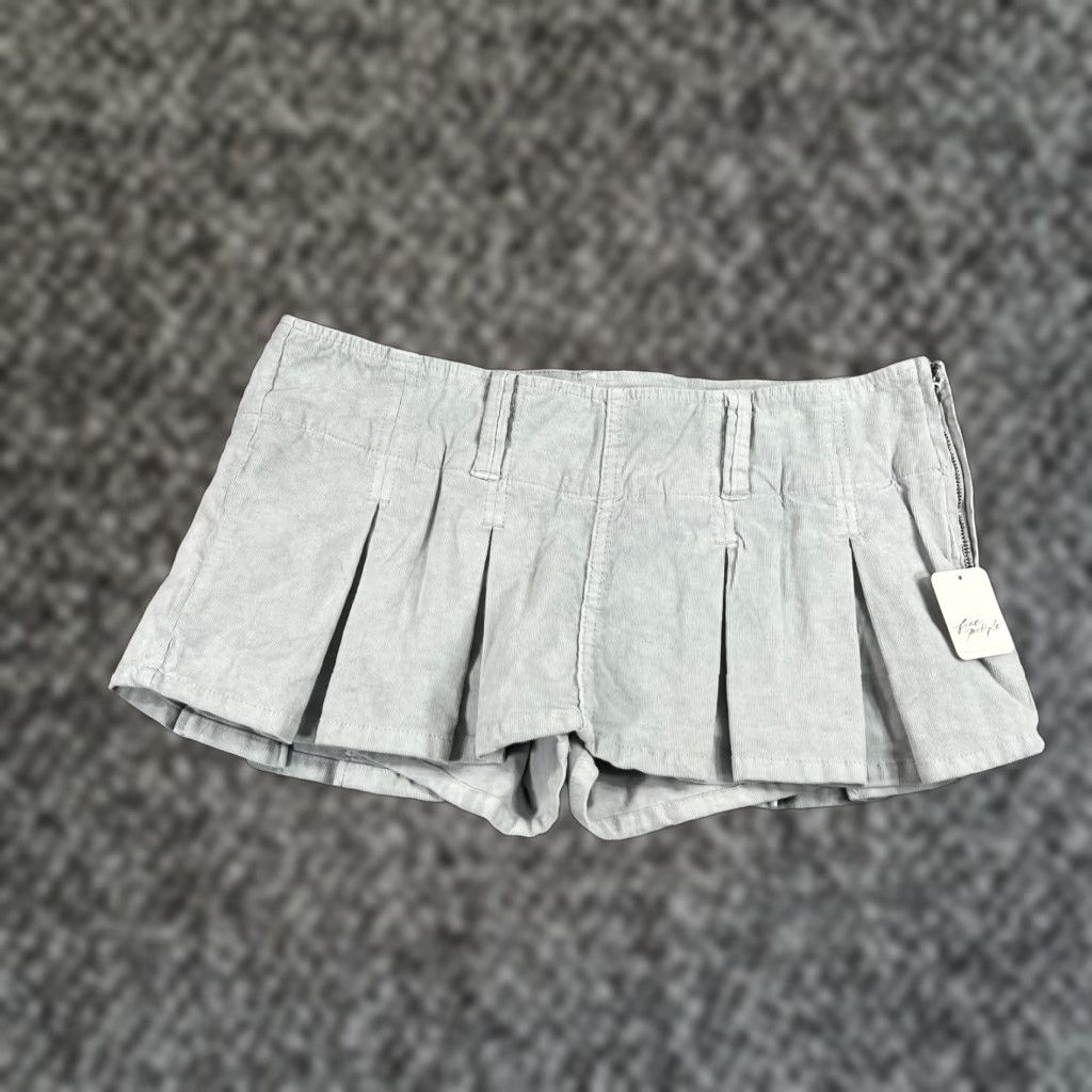 Free People Free People Corduroy Mini Skirt Women's 2 Blue Gray Ruffle Hem Boho NWT Size 26" / US 2 / IT 38 - 1 Thumbnail
