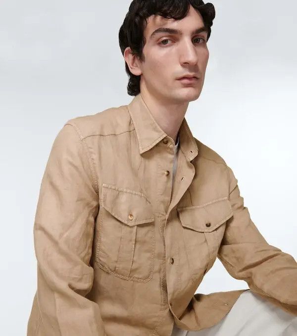Brunello Cucinelli o1gr1nt0525 Long Sleeve Cotton Shirt in Brown Size US S / EU 44-46 / 1 - 4 Thumbnail