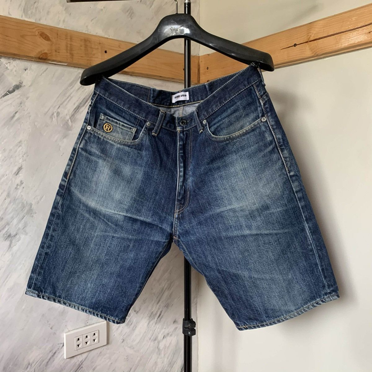 Bape A Bathing Ape (BAPE) "Busy Works" embroidered denim shorts Size US 32 / EU 48 - 1 Thumbnail