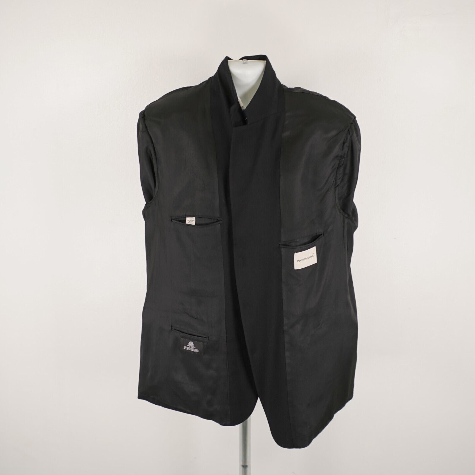 Pronto Uomo Pronto Uomo Thick Textured Worsted Wool Black 3 Gold Button Size 48L - 12 Thumbnail