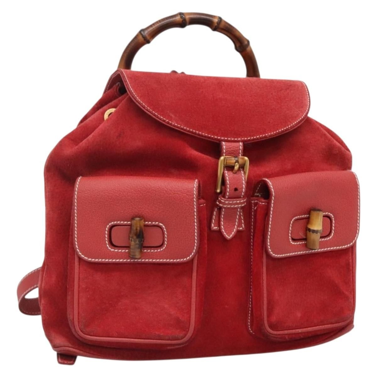 Gucci Gucci Bamboo Tassel Backpack Suede Size ONE SIZE - 1 Thumbnail