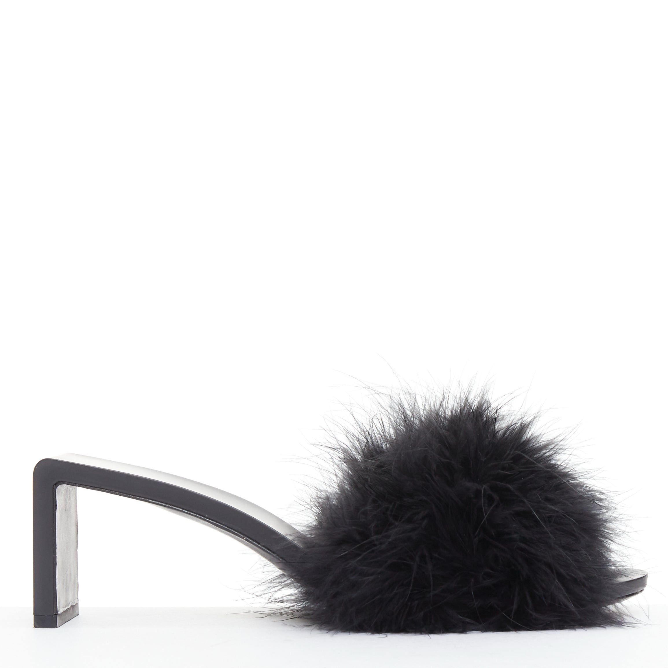 Balenciaga BALENCIAGA Boudoir black feather open toe slipper mule sandals EU37 Size US 7 / IT 37 - 1 Thumbnail